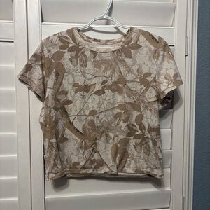 Abercrombie & Fitch Brown and Cream Leaf Essential Baby Tee